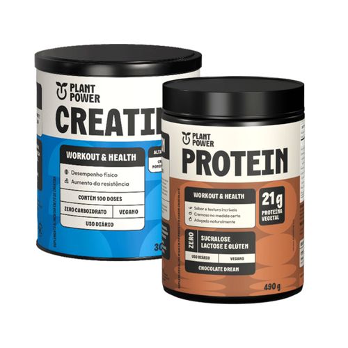 Kit Creatina Monohidratada e Proteína Chocolate Plant Power