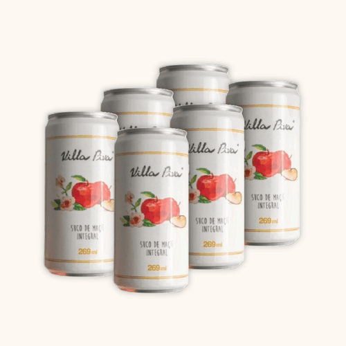 Kit 6X: Suco de Maçã Integral Sem Açúcar Lata Villa Piva 269ml Kit 6X: Suco de Maçã Integral Sem Açúcar Lata Villa Piva 269ml