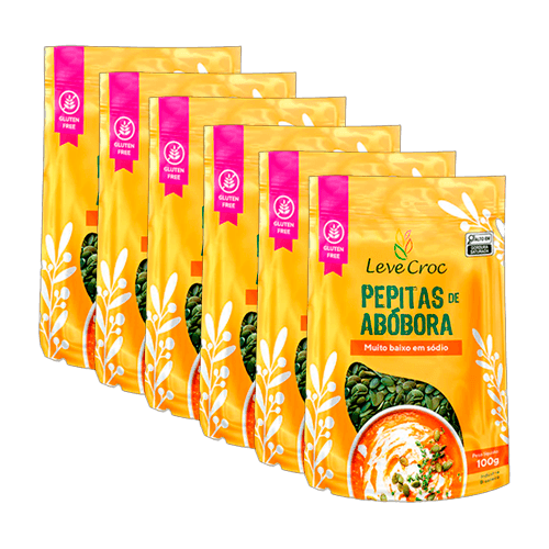 Kit 6X: Semente (Pepita) de Abóbora Crua Leve Croc 100g Kit 6X: Semente (Pepita) de Abóbora Crua Leve Croc 100g