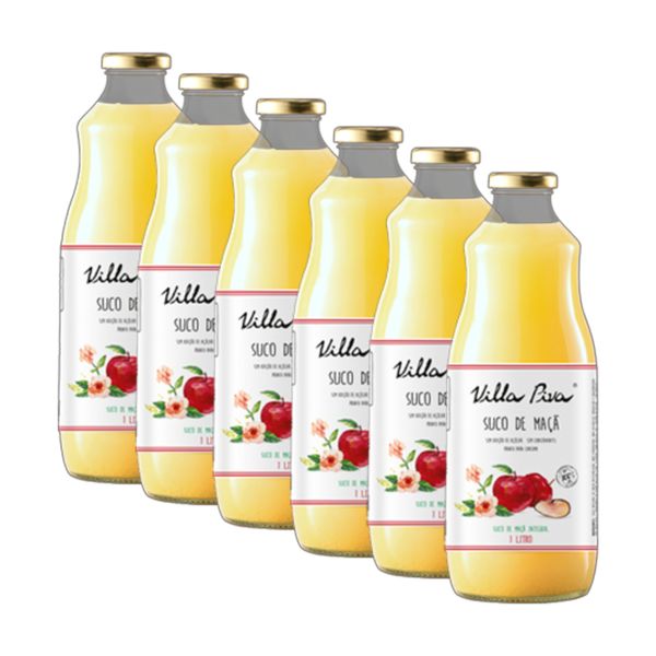 Kit 6X: Suco de Maçã Integral Sem Açúcar Villa Piva 1L