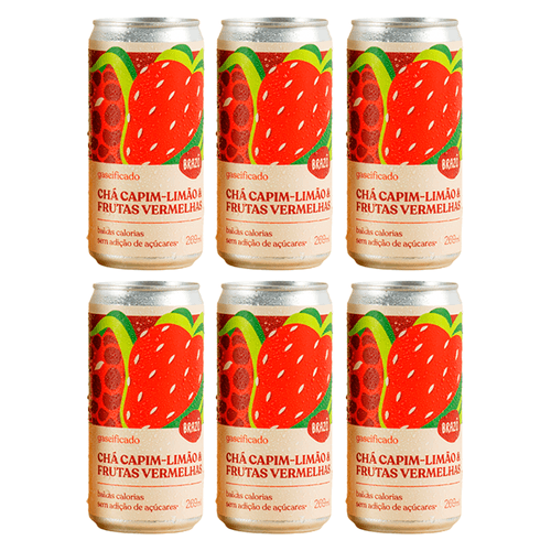 Kit 6X: Chá de Capim Limão com Frutas Vermelhas Gaseificado Brazô 269ml