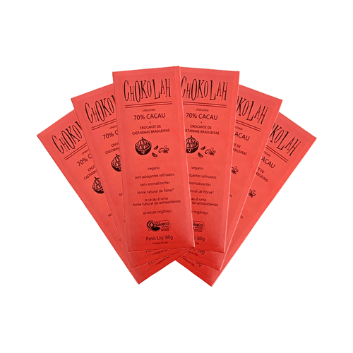 Kit 6X: Chocolate 70% Cacau com Castanhas Orgânico CHoKolaH 80g Kit 6X: Chocolate 70% Cacau com Castanhas Orgânico CHoKolaH 80g