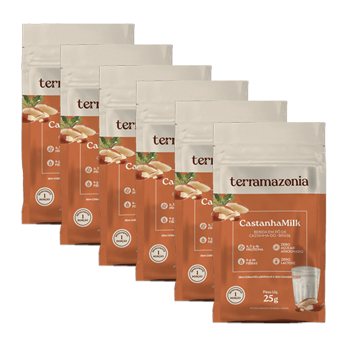 Kit 6X: Bebida Vegetal de Castanha do Pará em Pó Castanha Milk Sachê Terramazônia 25g Kit 6X: Bebida Vegetal de Castanha do Pará em Pó Castanha Milk Sachê Terramazônia 25g