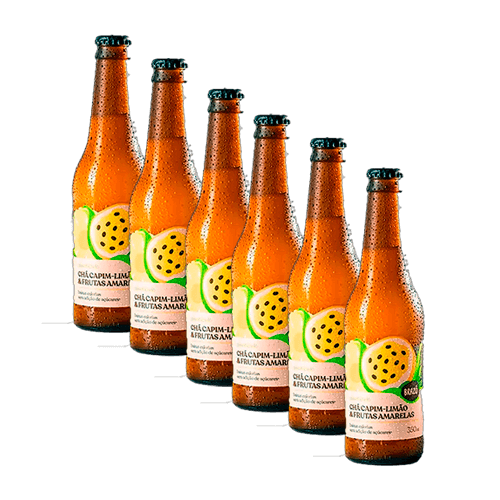 Kit 6X: Chá de Capim Limão com Frutas Amarelas Gaseificado Brazô 350ml