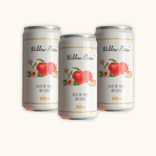 Kit 3X: Suco de Maçã Integral Sem Açúcar Lata Villa Piva 269ml Kit 3X: Suco de Maçã Integral Sem Açúcar Lata Villa Piva 269ml