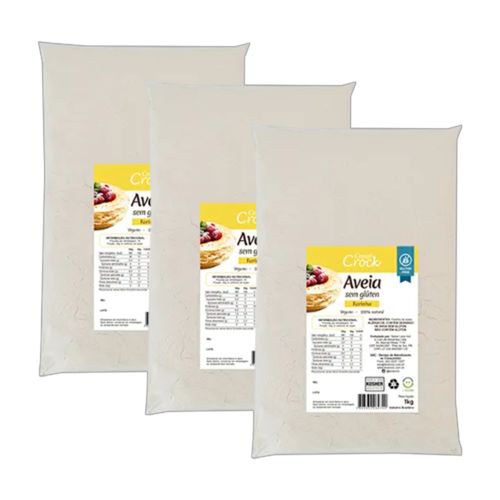 Kit 3X: Farinha de Aveia Sem Glúten Leve Croc 1kg Kit 3X: Farinha de Aveia Sem Glúten Leve Croc 1kg