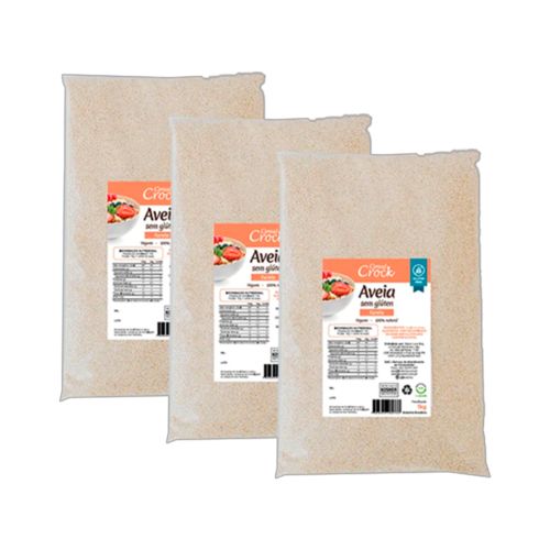 Kit 3X: Farelo de Aveia Sem Glúten Leve Croc 1kg