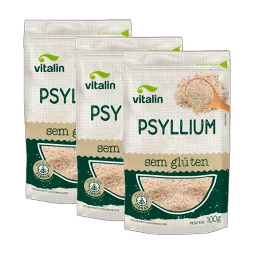 Kit 3X: Psyllium Sem Glúten Vitalin 100g