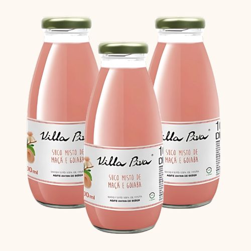 Kit 3X: Suco de Goiaba e Maçã Integral Sem Açúcar Villa Piva 300ml Kit 3X: Suco de Goiaba e Maçã Integral Sem Açúcar Villa Piva 300ml