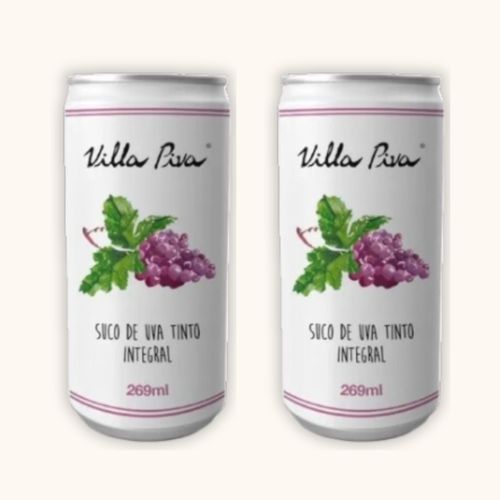 Kit 2X: Suco de Uva Integral Sem Açúcar Lata Villa Piva 269ml