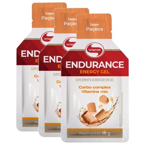 Kit 3X: Endurance Energy Carboidrato em Gel Paçoca Vitafor 30g