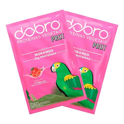 Kit 2X: Proteína Vegana Morango Sachê Dobro 30g Morango