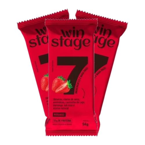 Kit 3X: Barra de Proteína Morango Sem Açúcar WinStage 54g Kit 3X: Barra de Proteína Morango Sem Açúcar WinStage 54g