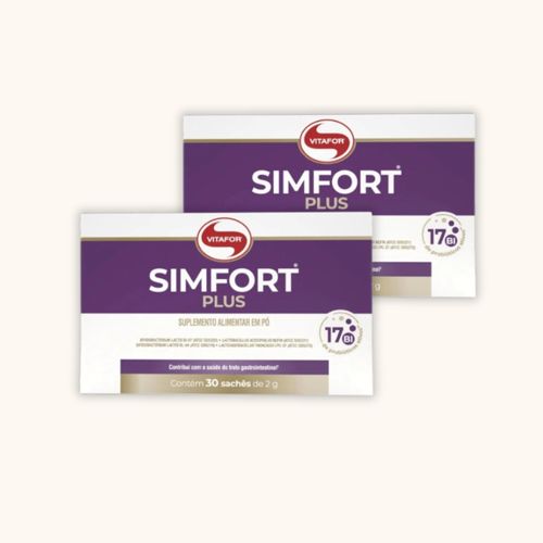 Kit 2X: Simfort Plus Probiótico com 4 Espécies 2g Vitafor 30 Sachês Tradicional