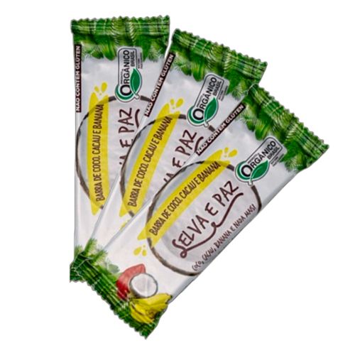 Kit 3X: Barra de Frutas Coco, Cacau e Banana Orgânica Selva e Paz 30g