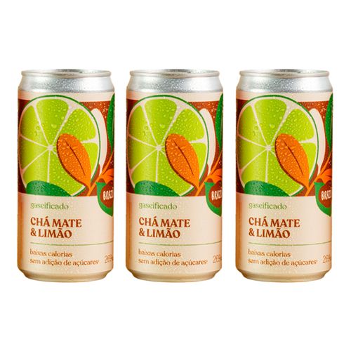 Kit 3X: Chá Mate com Limão Gaseificado Brazô 269ml