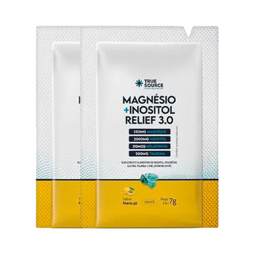 Kit 2X: Magnésio + Inositol Relief 3.0 Maracujá Sachê True Source 7g Kit 2X: Magnésio + Inositol Relief 3.0 Maracujá Sachê True Source 7g