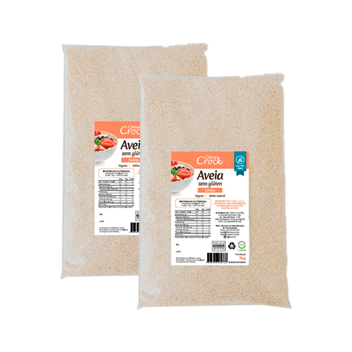 Kit 2X: Farelo de Aveia Sem Glúten Leve Croc 1kg