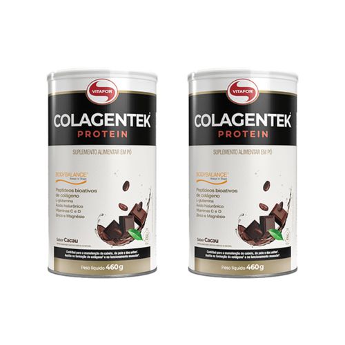 Kit 2X: Colagentek Protein Colágeno Hidrolisado Cacau Vitafor 460g