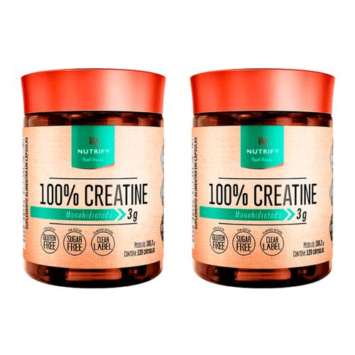 Kit 2X: Creatine 100% Creatina Monohidratada Nutrify 120 Cápsulas Tradicional