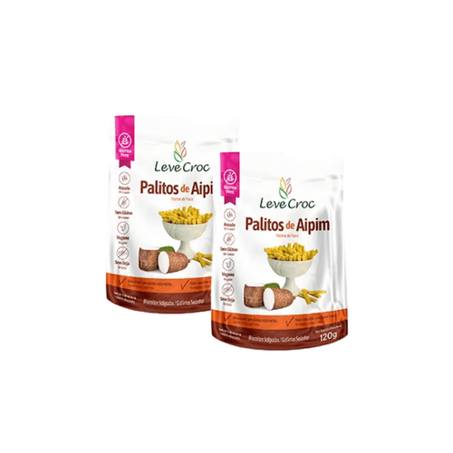 Kit 2X: Biscoito Palito Aipim Sem Glúten Leve Croc 120g Kit 2X: Biscoito Palito Aipim Sem Glúten Leve Croc 120g