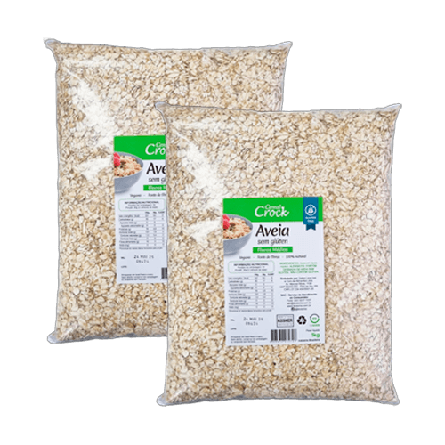 Kit 2X: Aveia em Flocos Médios Sem Glúten Leve Croc 1kg