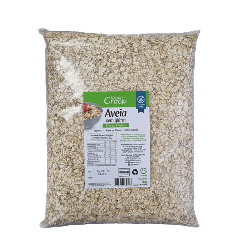 Aveia em Flocos Médios Sem Glúten Leve Croc 1kg