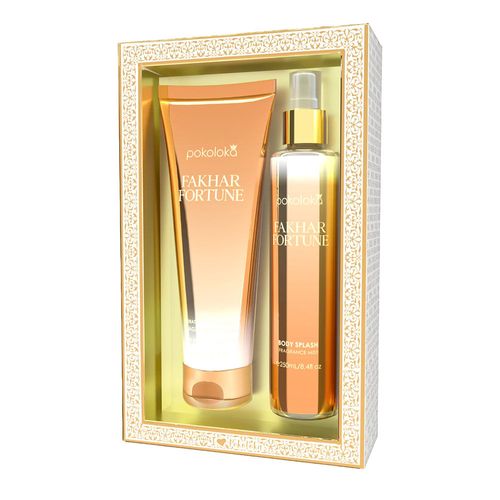 Kit Pokoloka Fakhar Fortune Feminino - Body Splash 250ml + Hidratante Corporal 240ml NULO Kit Pokoloka Fakhar Fortune Feminino - Body Splash 250ml + Hidratante Corporal 240ml NULO