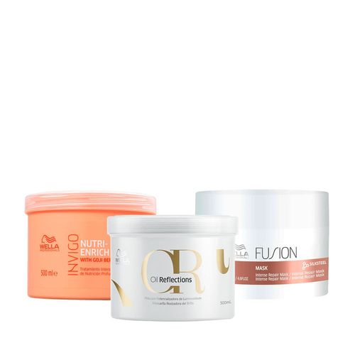 Kit Wella Cronograma Capilar - Enrich Invigo + Oil Reflection + Fusion 500ml NULO Kit Wella Cronograma Capilar - Enrich Invigo + Oil Reflection + Fusion 500ml NULO