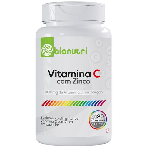 VITAMINA C 900MG COM ZINCO 7MG POR PORÇÃO 120 CÁPSULAS - BIONUTRI
