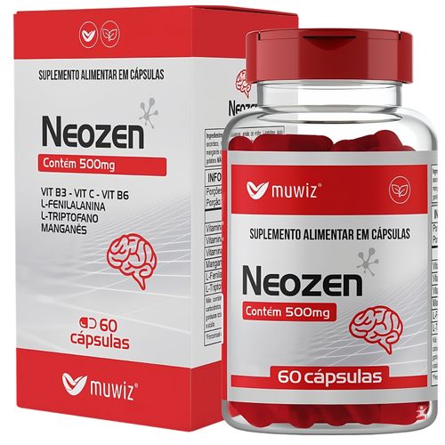 NEOZEN - TRIPTOFANO + FENILALANINA + MANGANÊS + VIT B3 + VIT B6 + VIT C 60 CAPSULAS - MUWIZ
