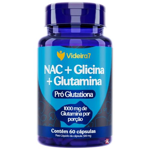 NAC + GLICINA + GLUTAMINA - PRÓ GLUTATIONA 60 CAPSULAS ACETILCISTEINA - VIDEIRA 7