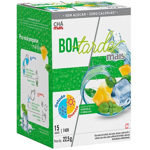 CHA BOA TARDE INFUSÃO GELADO OU QUENTE HORTELÃ E ABACAXI 15 SACHES - CHÁ MAIS