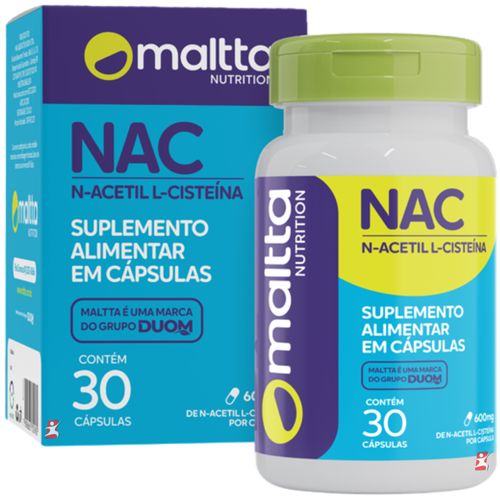 NAC 600MG ACETILCISTEÍNA N-ACETIL L-CISTEÍNA 1 AO DIA 30 CAPSULAS - MALTTA NUTRITION
