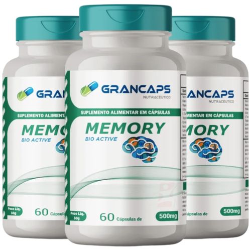 KIT COM 3 MEMORY BIO ACTIVE AUXÍLIO DA MEMÓRIA VITAMINAS 60 CAPS CADA TOTAL 180 CAPS - GRANCAPS KIT COM 3 MEMORY BIO ACTIVE AUXÍLIO DA MEMÓRIA VITAMINAS 60 CAPS CADA TOTAL 180 CAPS - GRANCAPS