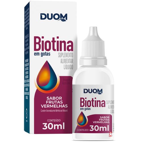 BIOTINA GOTAS 30ML ALTO RENDIMENTO 214 DOSES FRUTAS VERMELHAS – DUOM