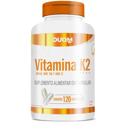 VITAMINA K2 MENAQUINONA MK7 140MCG 117% IDR APENAS 1 CÁPSULA AO DIA 120 CÁPSULAS – DUOM