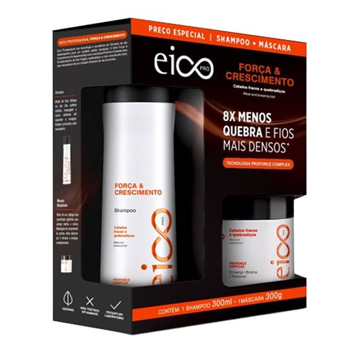 Kit Eico Pro Força & Crescimento - Shampoo 300ml + Máscara 300g NULO Kit Eico Pro Força & Crescimento - Shampoo 300ml + Máscara 300g NULO