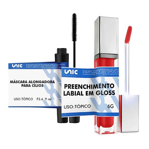 Mascara Alongadora Para Cílios 9Ml + Preenchimento Labial Em Gloss  6Gr