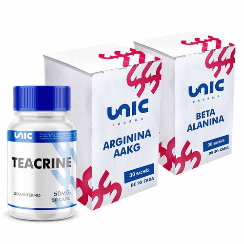 Kit Pré Treino Com Beta Alanina + Arginina AAKG + Teacrine