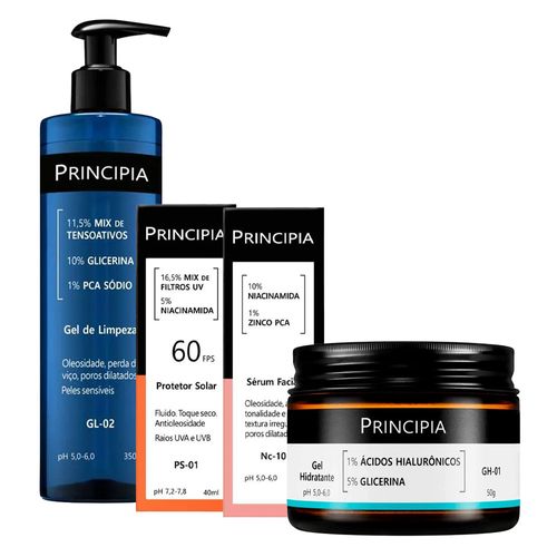 Kit-Principia-Gel-de-Limpeza-GL-02-350g--Hidratante-GH-01-50g--Serum-Nc-10-30ml--Protetor-Solar-FPS-60-PS-01-40ml