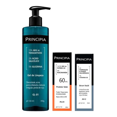Kit-Principia-Gel-De-Limpeza-Gl-01-350g--Serum-AH-2-30ml--Protetor-Solar-FPS-60-PS-01-40ml