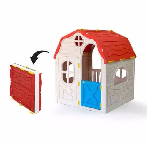 Casinha Portátil Kids Playhouse Cosco Bege e Vermelha Casinha Portátil Kids Playhouse Cosco Bege e Vermelha