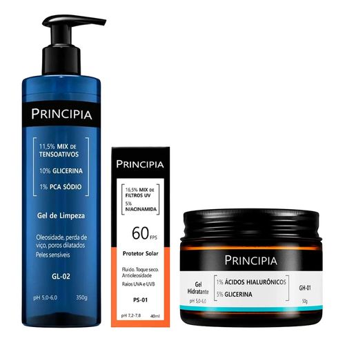 Kit-Principia-Gel-de-Limpeza-GL-02-350g--Hidratante-GH-01-50g--Protetor-Solar-FPS-60-PS-01-40ml