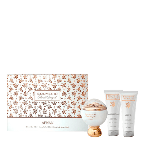 Kit Afnan Souvenir Floral Bouquet Feminino - Edp 100ml + Sg 100ml + Bl 100ml Kit Afnan Souvenir Floral Bouquet Feminino Edp 100ml + Sg 100ml + Bl 100ml NULO