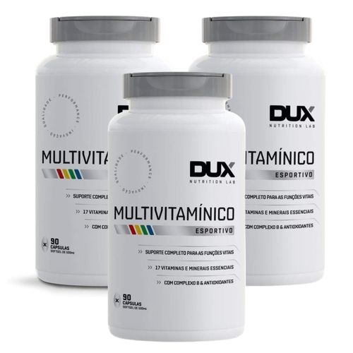 Kit 3 Multivitamínico 17 Vitaminas 90 Cápsulas Dux Nutrition Sem Sabor