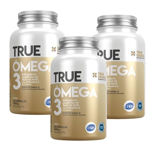 Kit 3 Ômega 3 TrueSource Vitamina E Certificado IFOS Concentrado 60 CAPS Sem Sabor Kit 3 Ômega 3 TrueSource Vitamina E Certificado IFOS Concentrado 60 CAPS Sem Sabor