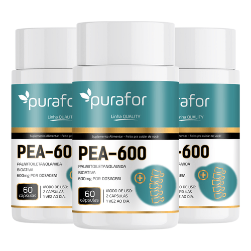Kit 03 PEA-600 Palmitoiletanolamida Bioativa 600mg Purafor – 60 Cápsulas Kit 03 PEA-600 Palmitoiletanolamida Bioativa 600mg Purafor – 60 Cápsulas