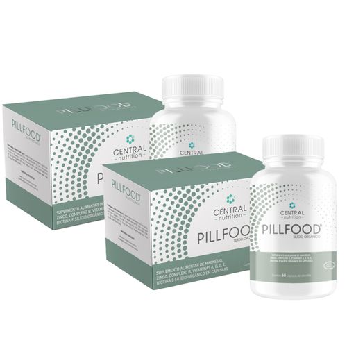 Kit 2 Pillfood Silício Orgânico Vitaminas 60 Cap Central Nutrition Sem Sabor
