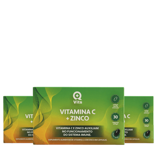 Kit Vitamina C + Zinco QMaisVits 90 Cápsulas Softgel